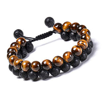 Tiger Eye & Black Agate Couple Bracelets – Matching Natural Stone Jewelry for Couples