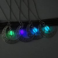 Glowing Moon Charm Necklace – Natural Healing Stone Pendant for Women with Luminous Light