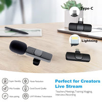 CrystalClear Pro Wireless Mic: 10H Battery, Noise-Free Audio for iPhone/Android & Live Streaming