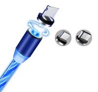 Magnetic Fast-Charging Cable with LED Flowing Light – 2.1A USB Cable for iPhone & Android