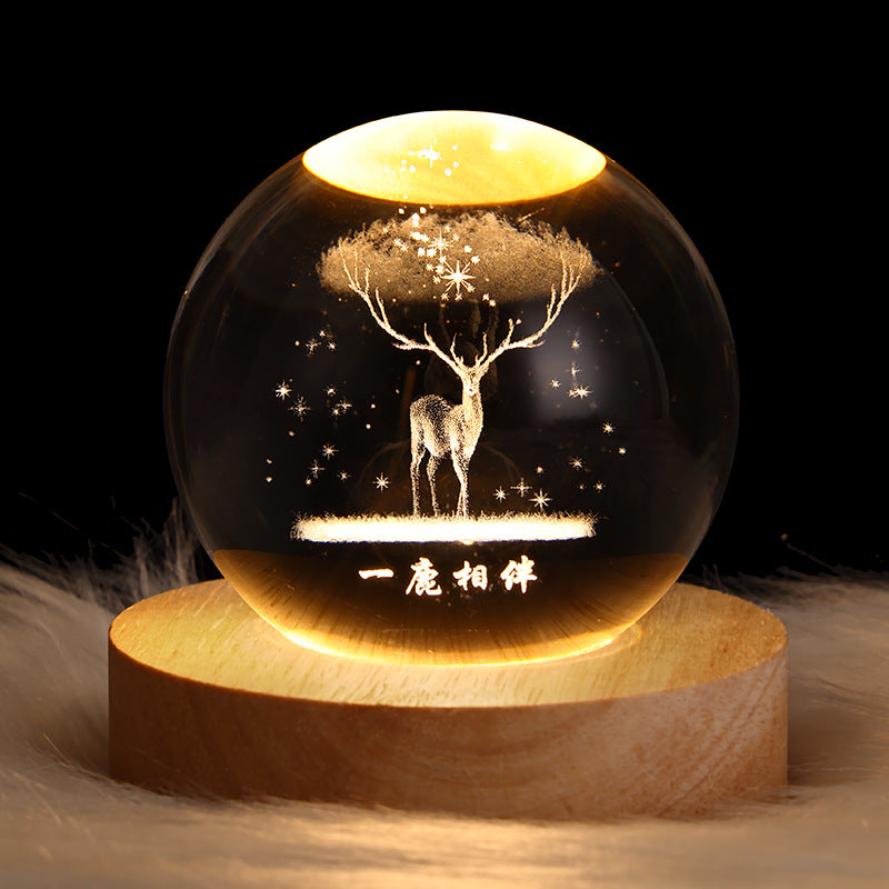 Luminous Starry Sky And Planets Moon Moon Crystal Ball Small Night Lamp Projection Ambience Light Creative Gift New Strange Gift What Else You Got?