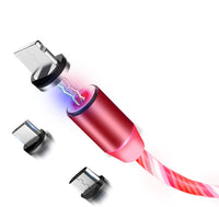 Magnetic Fast-Charging Cable with LED Flowing Light – 2.1A USB Cable for iPhone & Android
