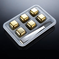 Luxurious Stainless Steel Ice Ball Set with Tongs - Golden Finish - Slow-Melting & Eco-Friendly