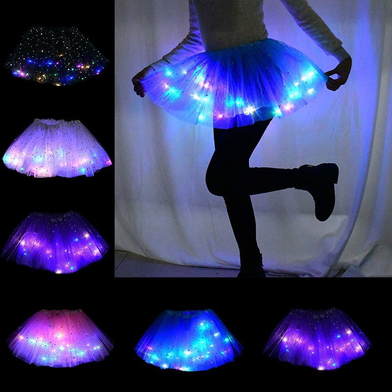 Glowing Princess Tutu Skirt with LED Lights – Magical Halloween Costume for Girls & Women