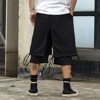 Men's Double-Layer Cropped Pants – Trendy Streetwear with Modern Splicing Design