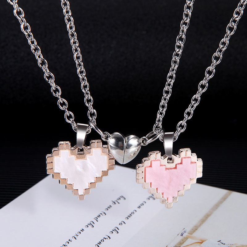 2‑Piece Magnetic Heart Mosaic Necklace Set for Couples What Else You Got?