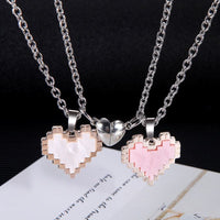 Magnetic Heart Mosaic Couples Necklace Set – Matching Pendants for Him & Her | Christian Gift Idea