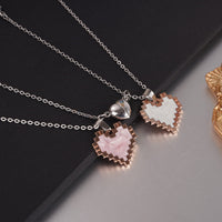 Magnetic Heart Mosaic Couples Necklace Set – Matching Pendants for Him & Her | Christian Gift Idea