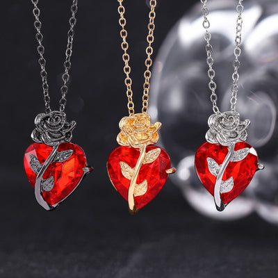 Hearts of Love: Rose & Scripture Heart-Shaped Necklace for Valentine's Day