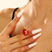 Hearts of Love: Rose & Scripture Heart-Shaped Necklace for Valentine's Day
