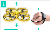Gravity-Sensing Watch Drone – Obstacle-Avoiding 4-Axis Quadcopter with LED Lights