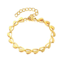 Heart Leaf Charm Chain Bracelet – Delicate Layered Gold & Silver Jewelry Gift for Women