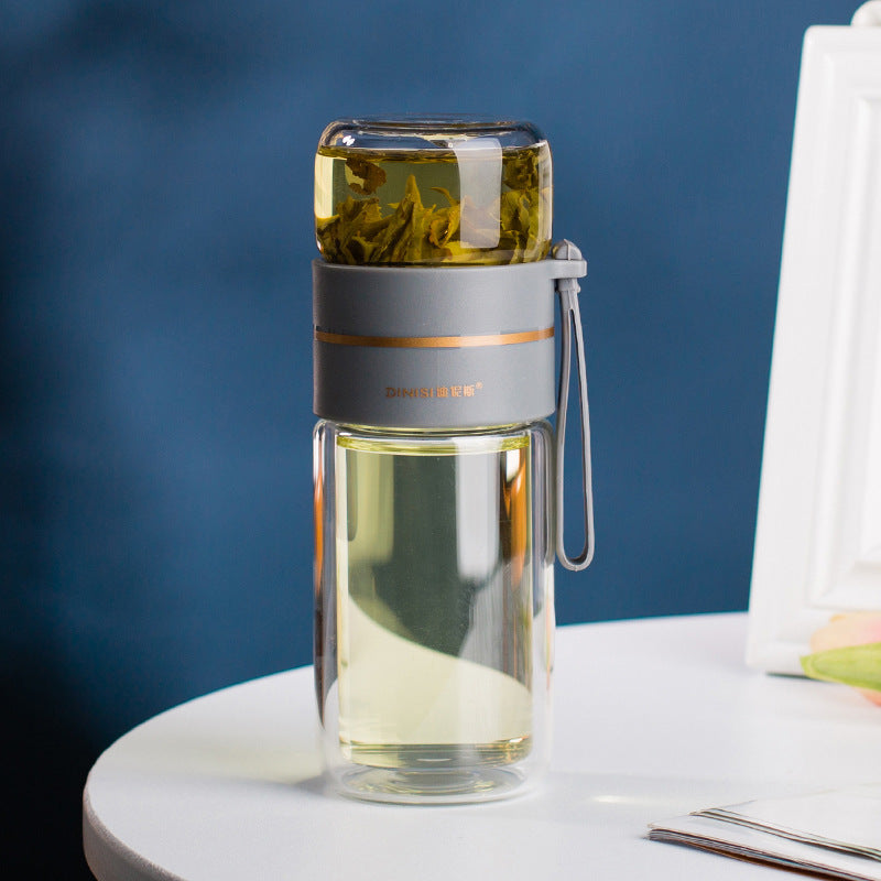 Glass Water Bottle With Tea Infuser Filter Tea Separation Double Wall Glass Bottle Leakproof Water Bottle What Else You Got?