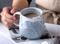 Pink & Grey Marble Ceramic Couple Mug – Breakfast & Coffee Mug for Two