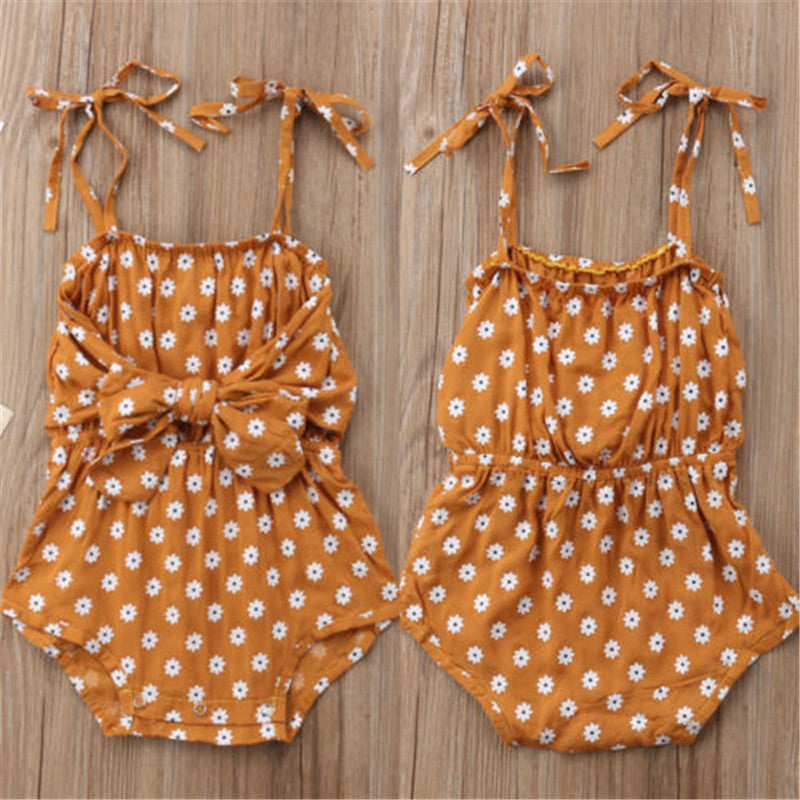 Leora Summer Romper Newborn Baby Girl Strap Bowknot Floral Romper Polka Dot Jumpsuit Outfits Sunsuit What Else You Got?