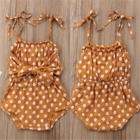 Leora Sweet Summer Romper for Baby Girls – Floral Polka Dot Jumpsuit with Bowknot (Newborn-24M)
