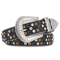 Unisex Punk Rivet Rhinestone Belt - Studded Rock Style Waist Belt for Men & Women