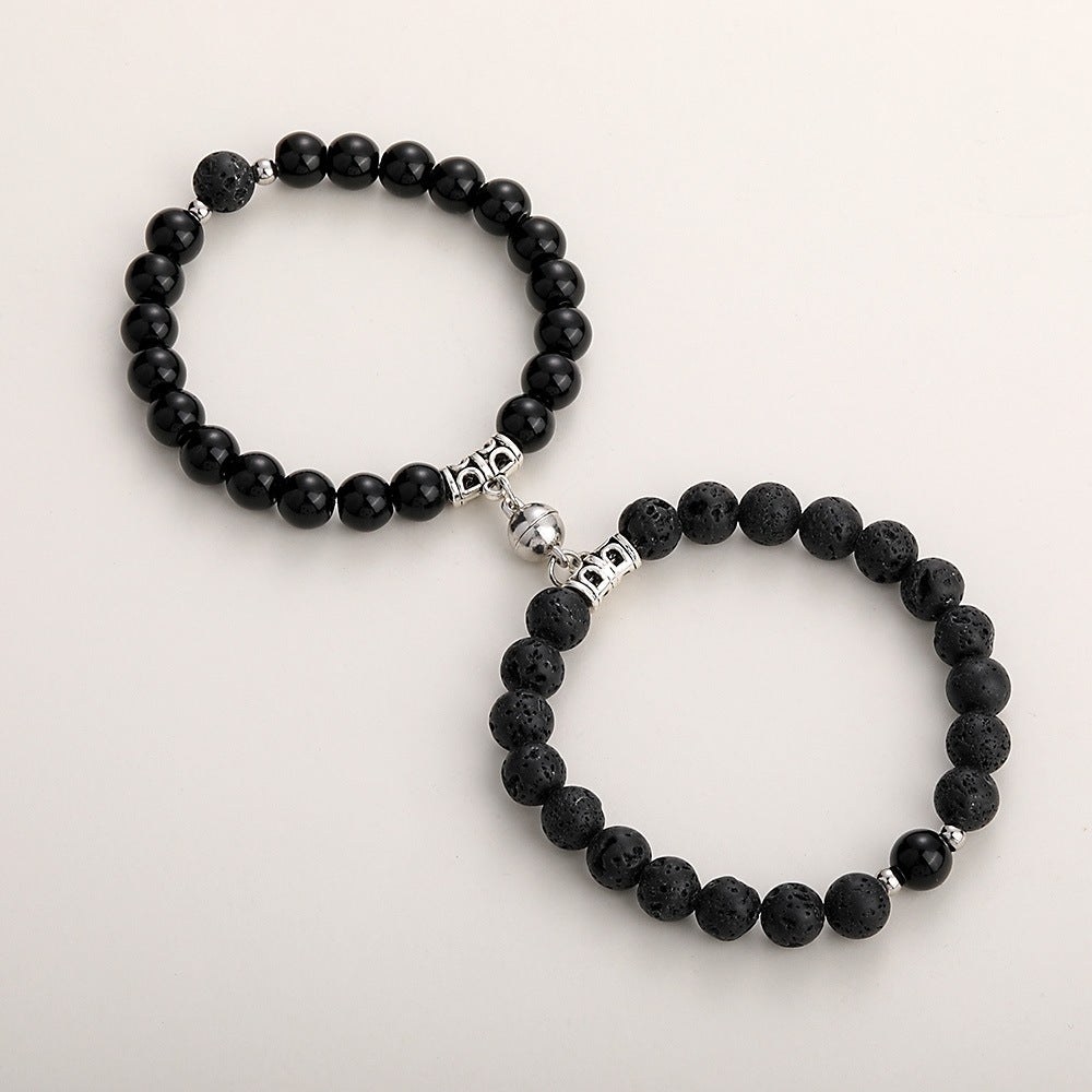 Magnetic Couple Bracelets Set – Natural Stone Heart Magnet Distance Bracelets for Couples What Else You Got?