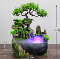 Zen Desk Fountain & Humidifier – Mini Rockery Water Feature with Optional Mist for Home & Office