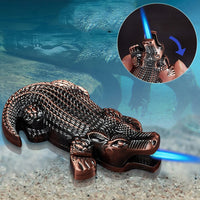 Crocodile-Shaped Torch Lighter – Windproof Refillable Butane Lighter in Zinc Alloy