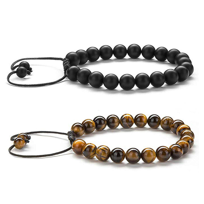 Tiger Eye Couple Bracelets – Matte Black Agate Beads What Else You Got?