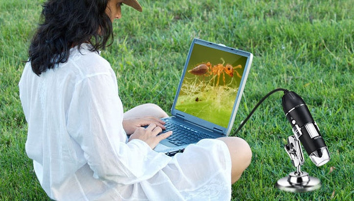 3-in-1 USB Digital Microscope - 1600X Magnification with Adjustable LED Light - Perfect for Kids, Students & Hobbyists