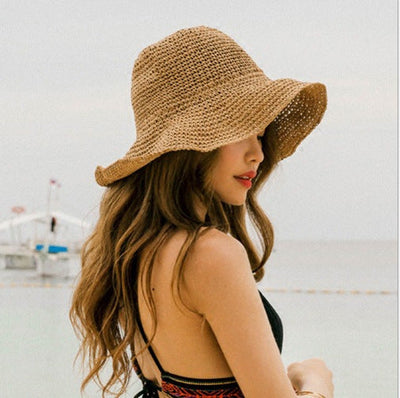 Graceful Summer Sun Hat - Foldable Straw Beach Hat for Women with UV Protection
