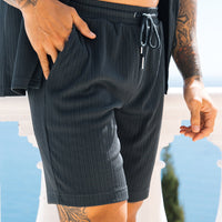 Men's Summer Beach Suit - Lightweight 2-Piece Lapel Shirt & Shorts Set in Cotton Blend