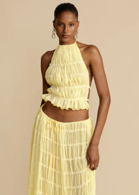 Elegant 2-Piece Halter Top & Pleated Long Skirt Beach Set - Summer Fashion for Women