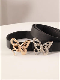 Men's Punk Snake & Butterfly Buckle Leather Belt - Edgy Rock Style Waist Belt
