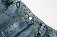 Men's Distressed Graffiti Jeans – Cropped Denim Pants