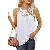Elegant Women's Summer Lace Halter Tank Tops - Loose Fit Cotton Sleeveless Shirts - Versatile & Comfortable