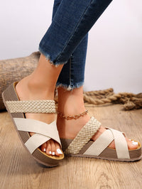 Boho-Chic Woven Cross-Strap Sandals – Women's Summer Beach & Pool Shoes