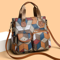 Vintage Biker Crossbody Bag – Washed PU Leather Tote with Dual Pockets