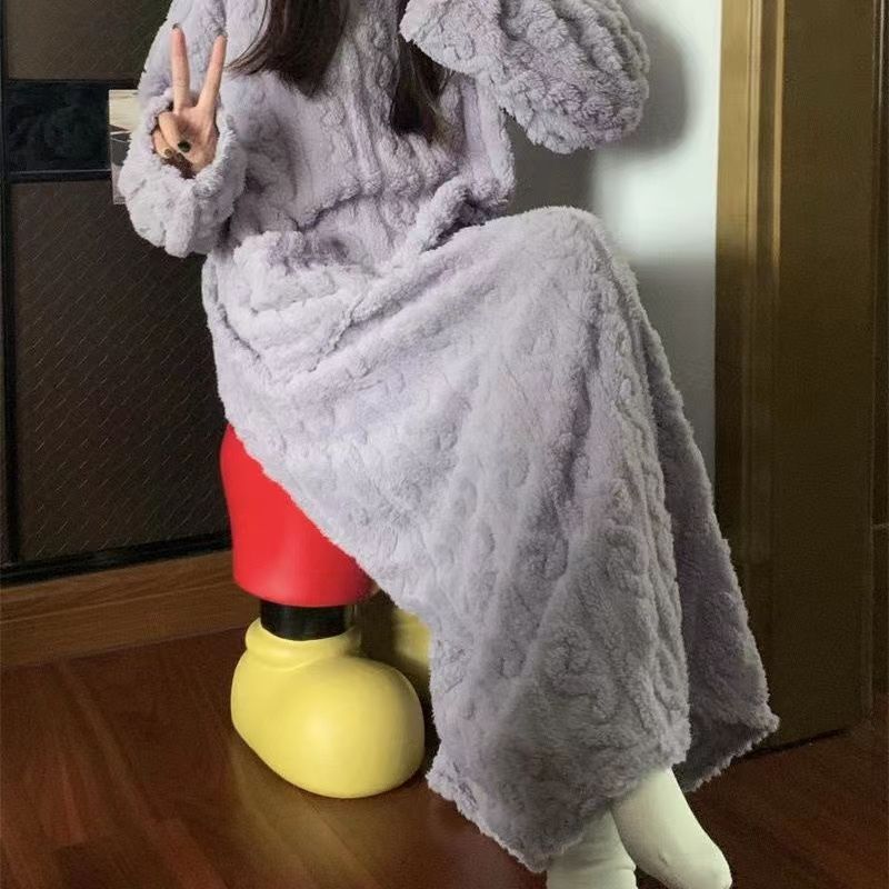 Women’s Winter Coral Fleece Long Nightgown with Pockets What Else You Got?