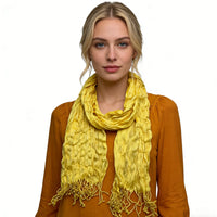 2pcs Sunshine Yellow Crinkle Blend Scarf - Beach Vacation Essential