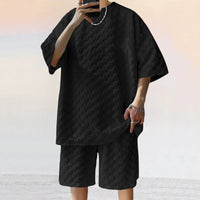Men's Matching Jacquard Plaid Shorts Set – Relaxed 2-Piece Outfit for Comfort & Style