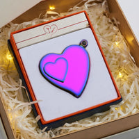 Heart-Shaped Dual-Flame USB Lighter – Windproof Rechargeable Gift for Him & Her