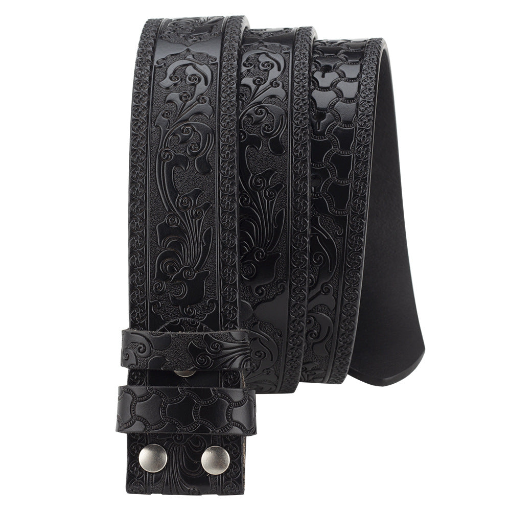 Embossed Belt Without Buckle Smooth Leather Belt What Else You Got?