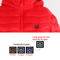 USB Heated Winter Jacket - 3-Temp Electric Heating Vest with Removable Hood - Thermal Coat for Men (Black, M)