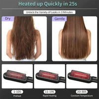 2-in-1 Hair Straightener Brush – Electric Hot Comb with Adjustable Heat for Straightening & Curling