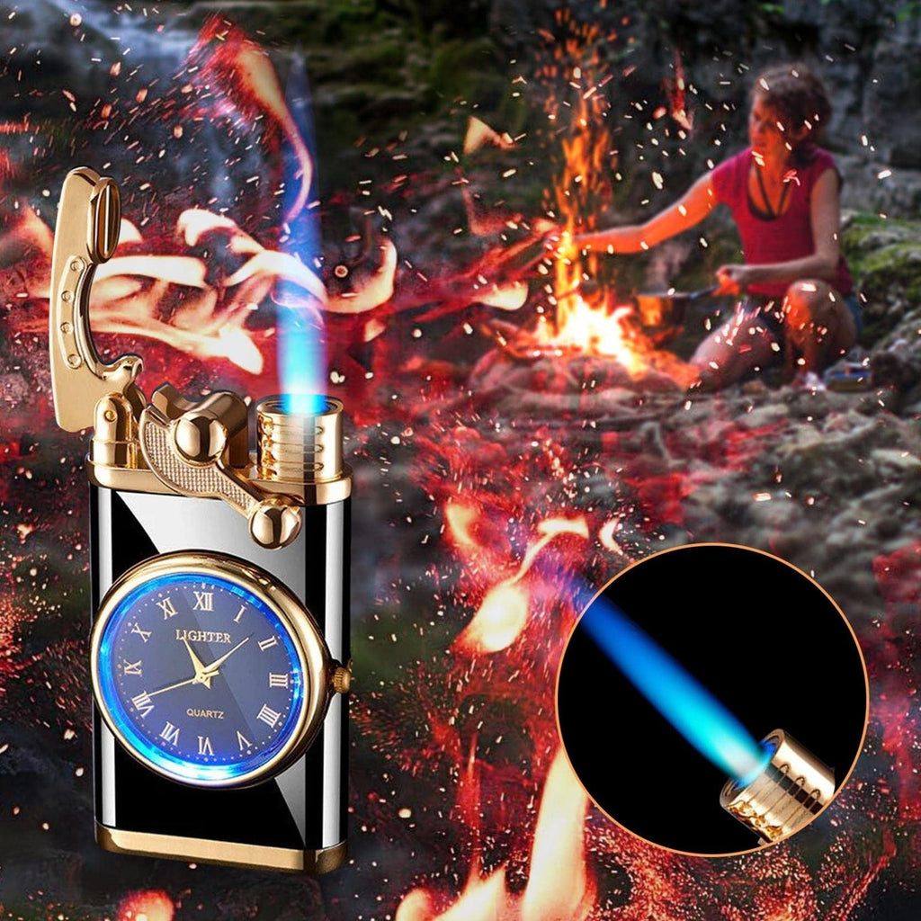 2‑in‑1 Watch Lighter – Real Dial Wristwatch with Windproof Blue Flame Torch (Refillable Butane What Else You Got?