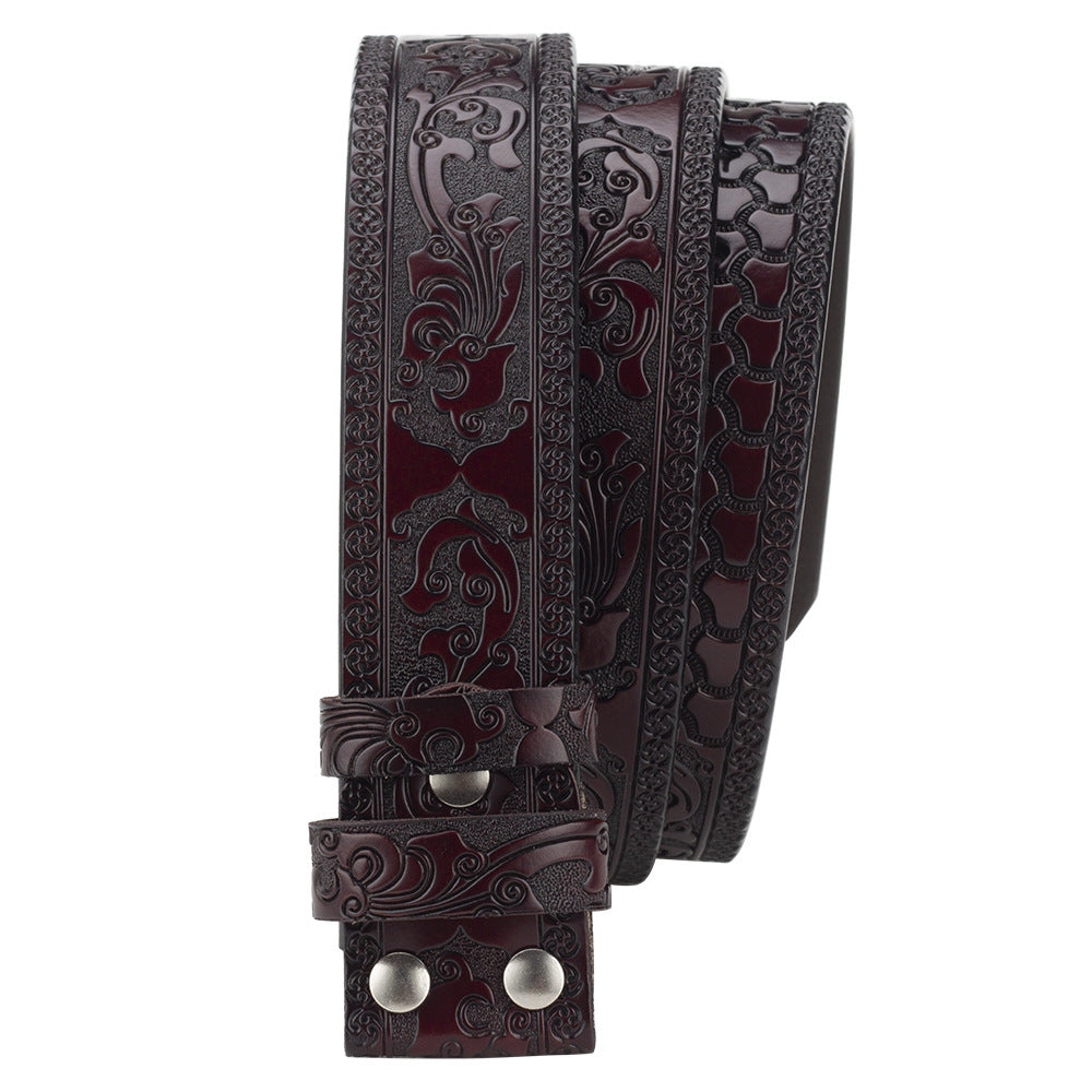 Embossed Belt Without Buckle Smooth Leather Belt What Else You Got?