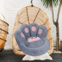 Adorable Cat Paw Seat Cushion with Sheep Plush - Cozy Floor Chair Pad for Gaming, Reading & Lounging - Soft & Supportive (Pink & Grey)