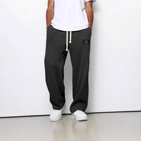 Cozy & Stylish Waffle Knit Men's Casual Pants with Drawstring & Pockets - Breathable, Loose Fit Trousers for All-Day Comfort