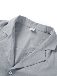 Men's Linen-Cotton Casual Short Sleeve Button Down Shirt - Summer Beach Wear - Lightweight & Breathable