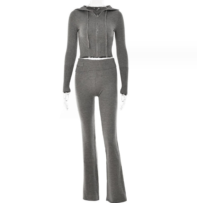Hoodie Suit Sports Leisure Sexy Zip Long Sleeve Sweater And High Waist Long Pants Set Women's Clothing What Else You Got?