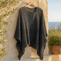 Graceful Women's Knit Cape Blouse - Lightweight Casual Top with Elegant Poncho Design