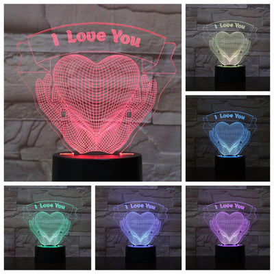 Romantic 3D Hands Holding Love Night Light - Perfect Valentine's Day Gift