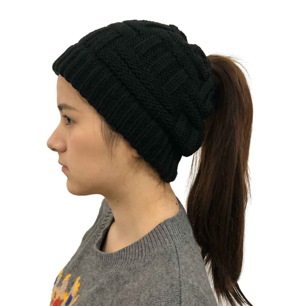 Soft Knit Ponytail Winter Hat for Women – Warm Wool Beanie with Stretch Fit & Hair-Friendly Opening What Else You Got?